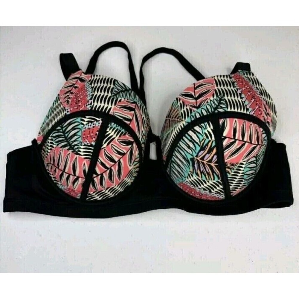 Boutique Bikini Top Size 2X Strappy Tropical Print Underwired  Push Up Padded
